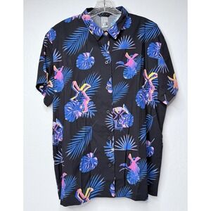 Dutch Bros Coffee Hawaiian Shirt Unisex L‎ Black Pink Barista Crew Tropical New